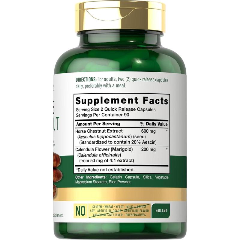 Horse Chestnut 600mg For Leg Circulation Support - 180 Capsules