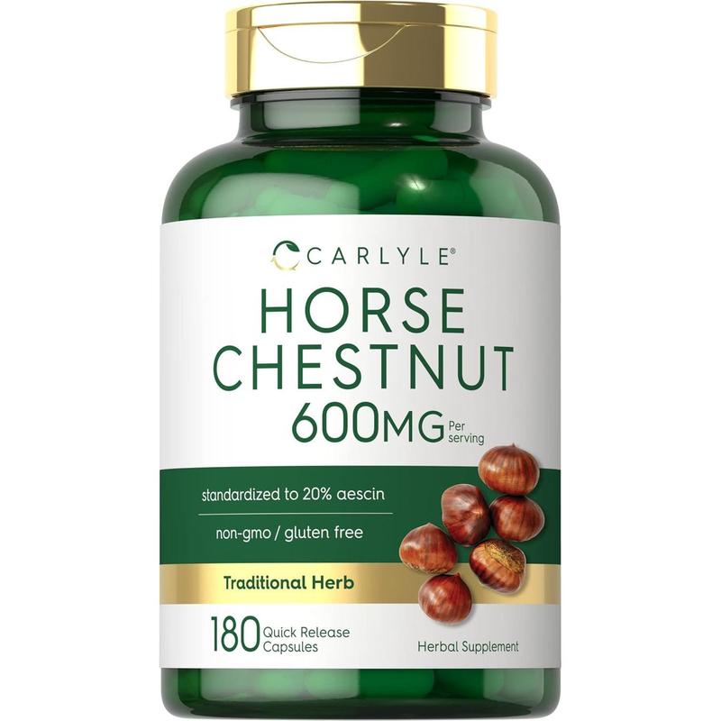 Horse Chestnut 600mg For Leg Circulation Support - 180 Capsules